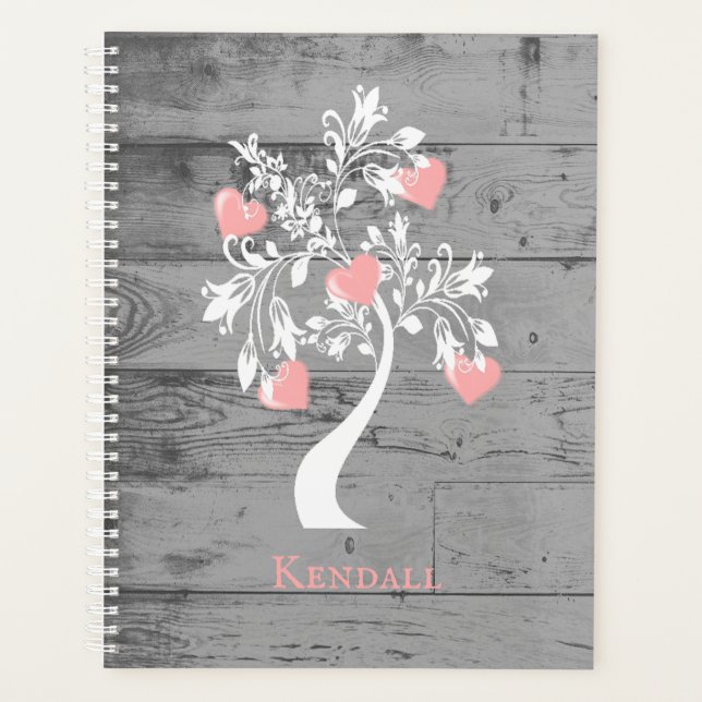 Pink Tree of Hearts Personalized Planner (Front)