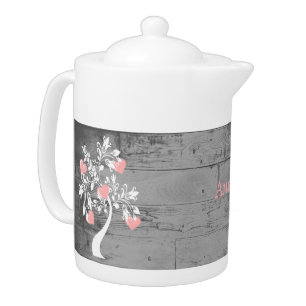 Pink Tree of Hearts Personalized Teapot