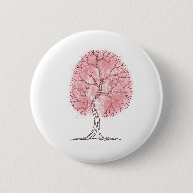 Pink Tree Pinback Button (Front)