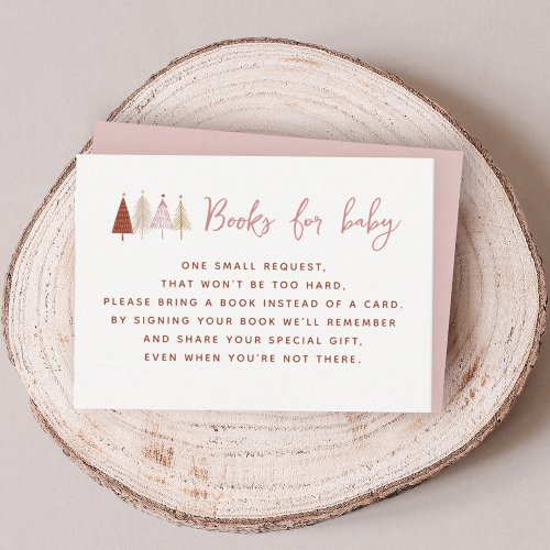Pink Tree Winter Baby Shower Books For Baby Enclosure Card
