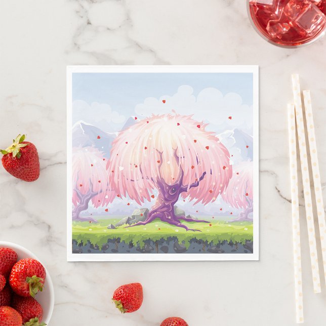 Pink Trees Illustration Napkins (Creator Uploaded)