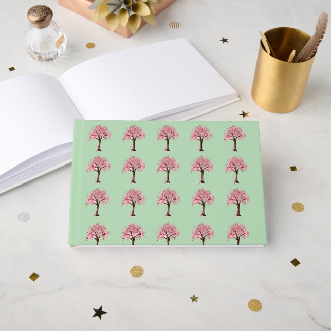 Pink Trees Pattern Guest Book (Front Open)