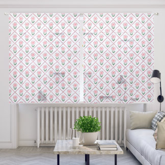 Pink trellis floral grandmillenial classic pretty sheer curtains