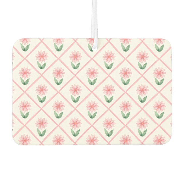 Pink trellis grandmillenial classic pretty preppy air freshener (Front)