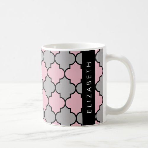 Pink Trellis Quatrefoil Latticework Your Name Coffee Mug