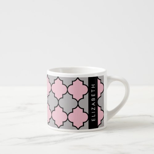 Pink Trellis Quatrefoil Latticework Your Name Espresso Cup