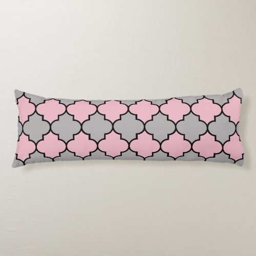 Pink Trellis Quatrefoil Moroccan Lattice Body Pillow