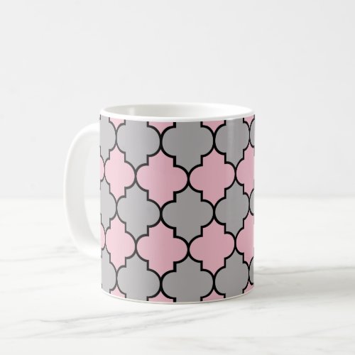 Pink Trellis Quatrefoil Moroccan Lattice Coffee Mug