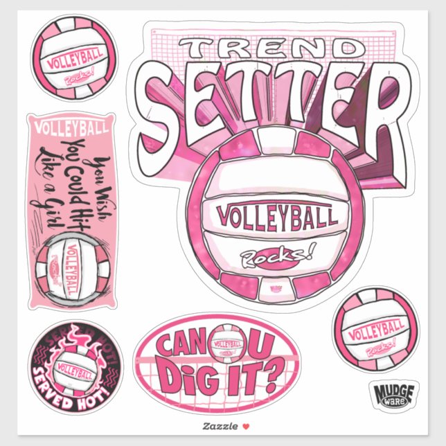 Pink Trend Setter Volleyball Sticker (Sheet)
