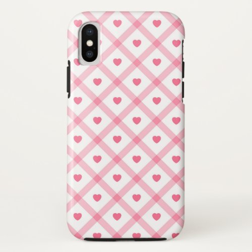Pink Trendy Heart Valentines Day Collection iPhone XS Case