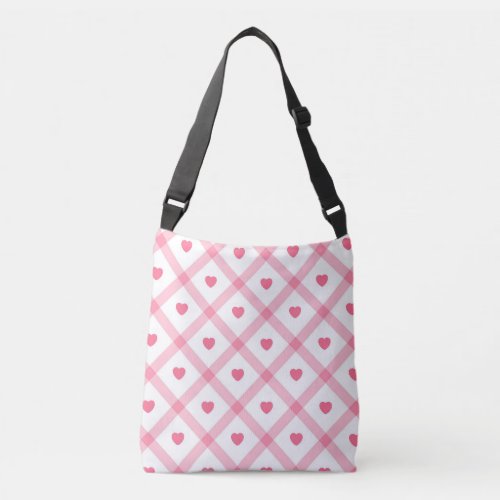 Pink Trendy Heart Valentines Day Collection Crossbody Bag
