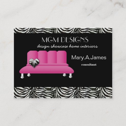 Customizable pink trendy interior decorator Business Cards