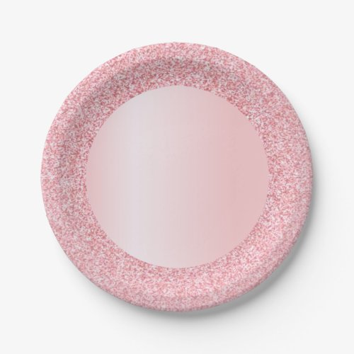 Pink Trendy Rose Gold Glitter Elegant Template Paper Plates