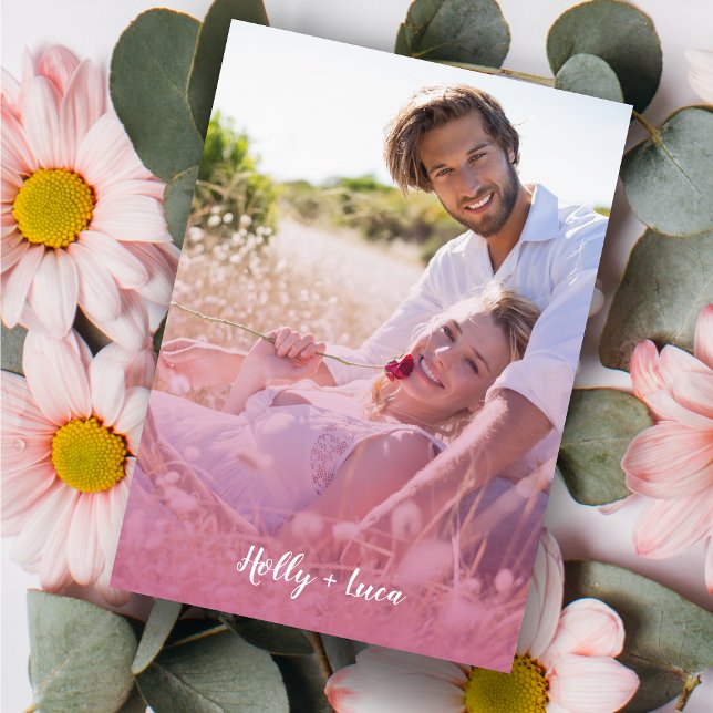 Pink Trendy Transparency Effect Photo Couple Invitation (Creator Uploaded)