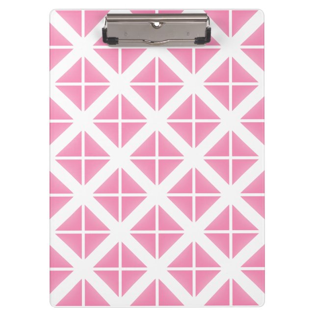 Pink Trendy Triangle Pattern Clipboard (Front)
