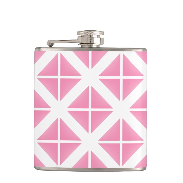 Pink Trendy Triangle Pattern Hip Flask (Front)