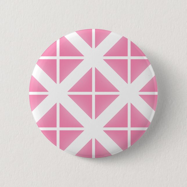 Pink Trendy Triangle Pattern Pinback Button (Front)