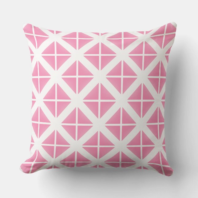 Pink Trendy Triangle Pattern Throw Pillow (Front)