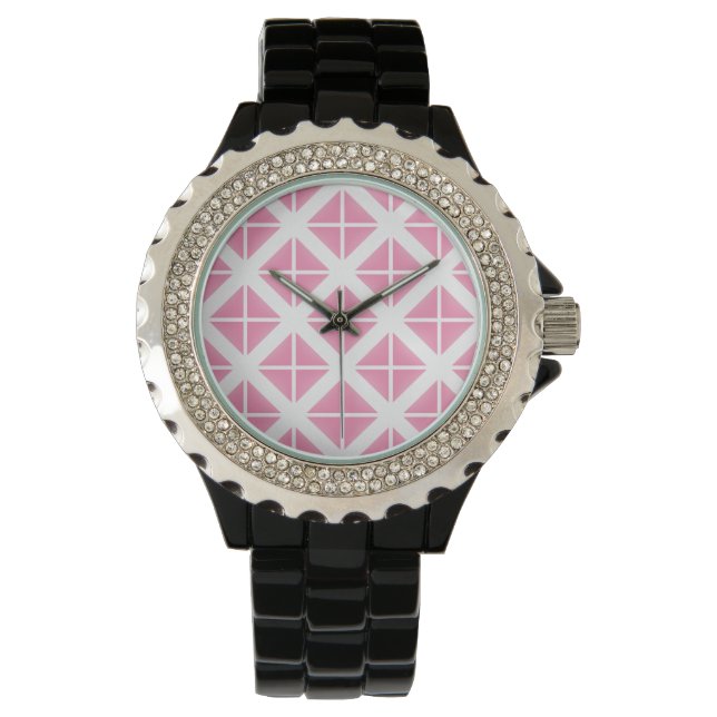 Pink Trendy Triangle Pattern Watch (Front)