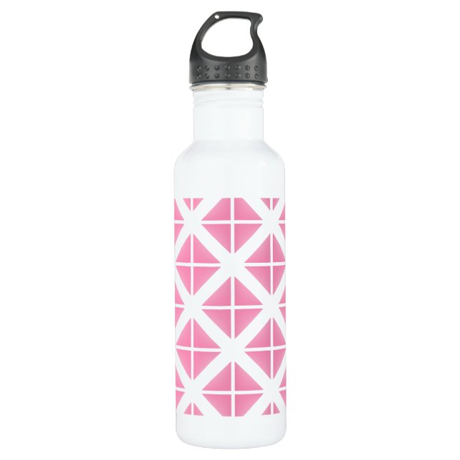 Pink Trendy Triangle Pattern Water Bottle (Front)