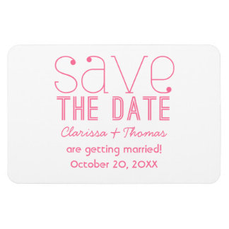 Pink Trendy Typography Save the Date Magnet
