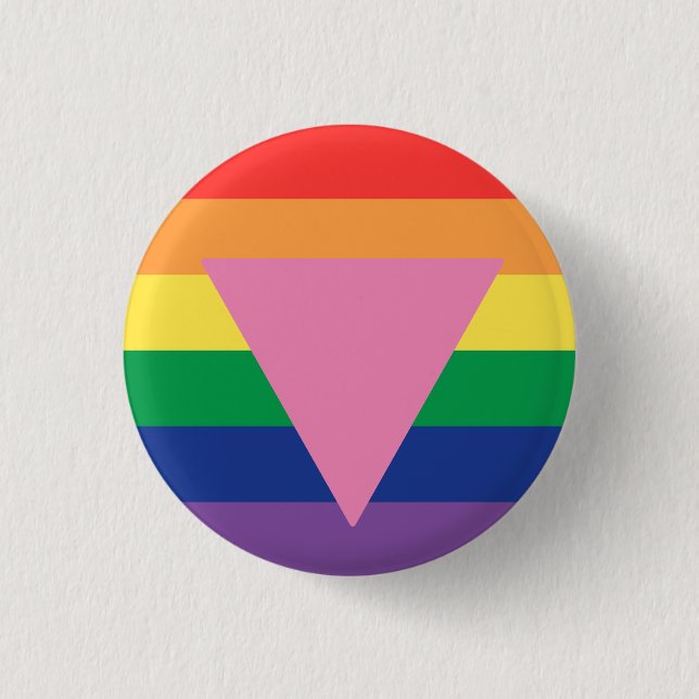 Pink Triangle Pride Flag Button (Front)