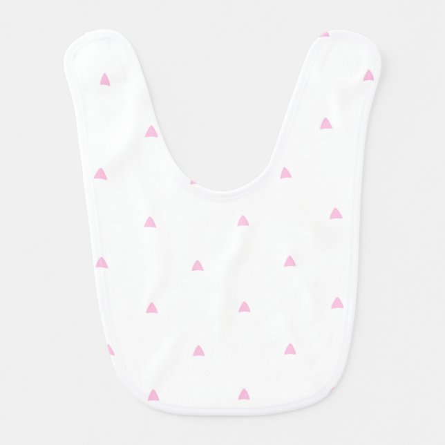 Pink Triangles on White Background Baby Bib (Front)