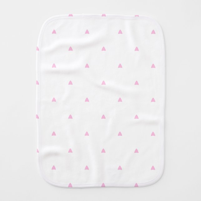 Pink Triangles on White Background Burping Cloth (Front)