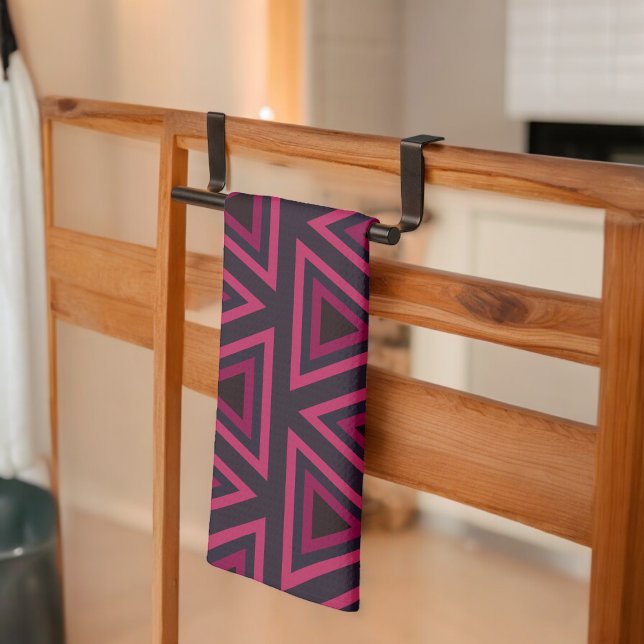 Pink Triangles Pattern Kitchen Towel (Kitchen Towel)