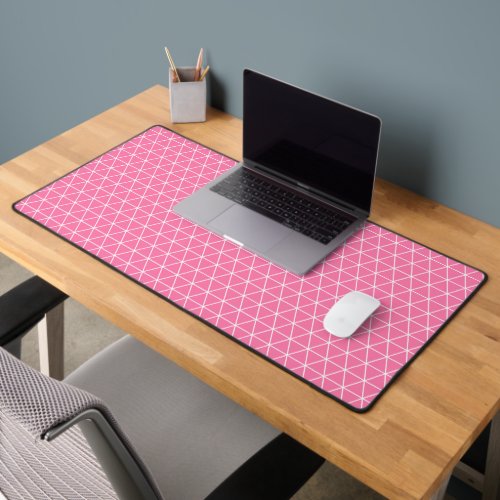 Pink Triangular Geometric Desk Mat w White Accent