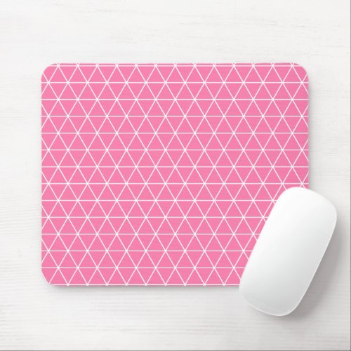 Pink Triangular Geometric Mouse Pad w White
