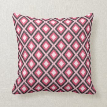 Pink Tribal Ikat Throw Pillow by snowfinch at Zazzle