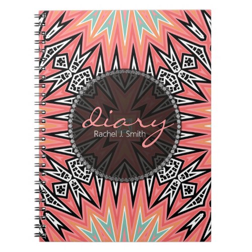 Pink Tribal Modern Aztec Girl Diary Notebook