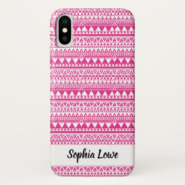 Pink Tribal Pattern Monogram Case-Mate iPhone Case (Back)