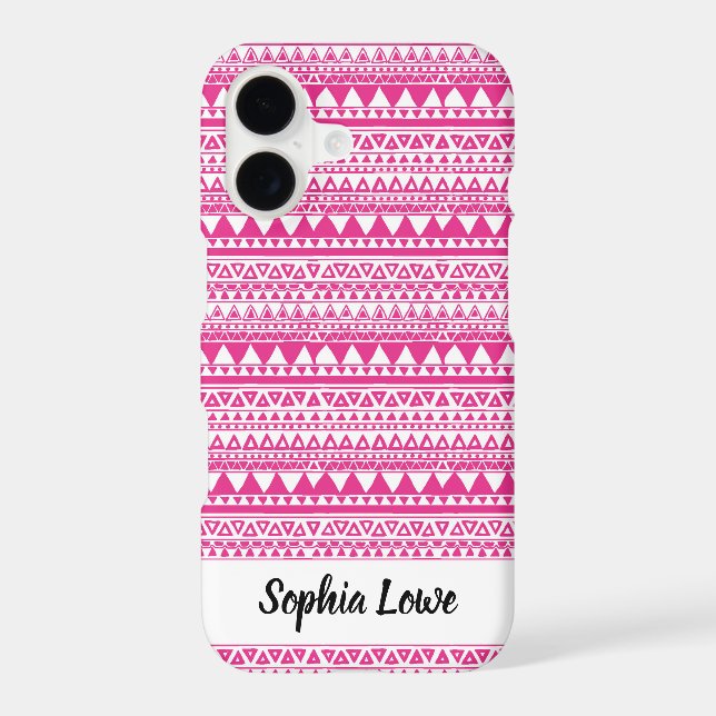 Pink Tribal Pattern Monogram Iphone Case (Back)