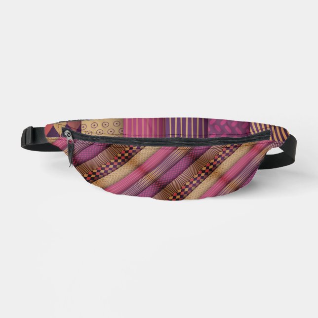 Pink Tribal Stripes Geometric Pattern  Bold Ethnic Fanny Pack (Front)