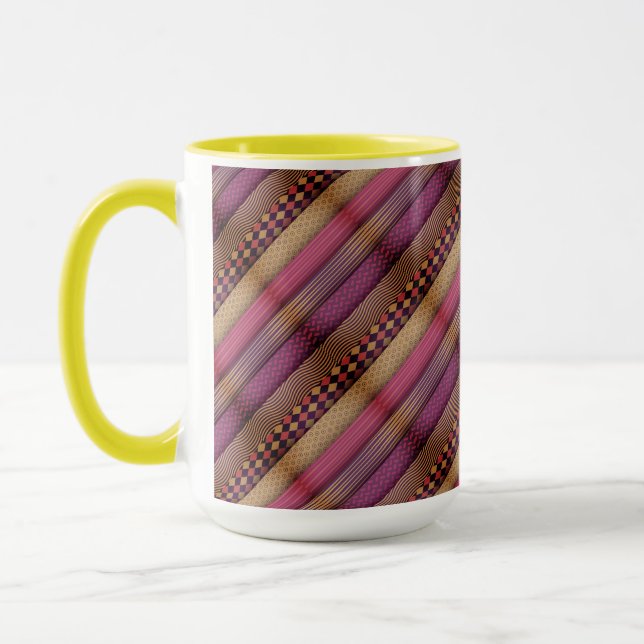 Pink Tribal Stripes Geometric Pattern  Bold Ethnic Mug (Left)