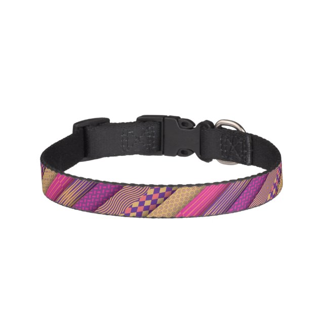 Pink Tribal Stripes Geometric Pattern  Bold Ethnic Pet Collar (Front)