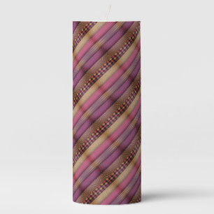 Pink Tribal Stripes Geometric Pattern  Bold Ethnic Pillar Candle