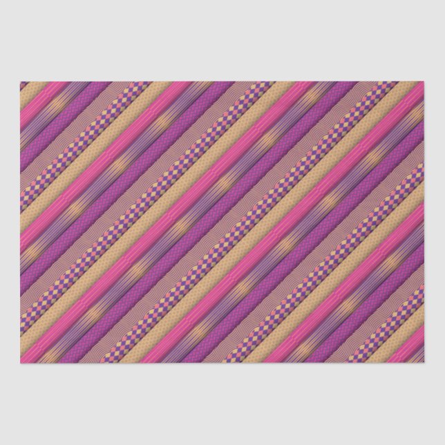 Pink Tribal Stripes Geometric Pattern  Bold Ethnic Tissue Paper (Front)