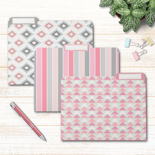 Pink Tribal Style Patterns Custom File Folder