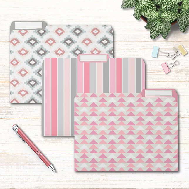 Pink Tribal Style Patterns Custom File Folder (Creator Uploaded)