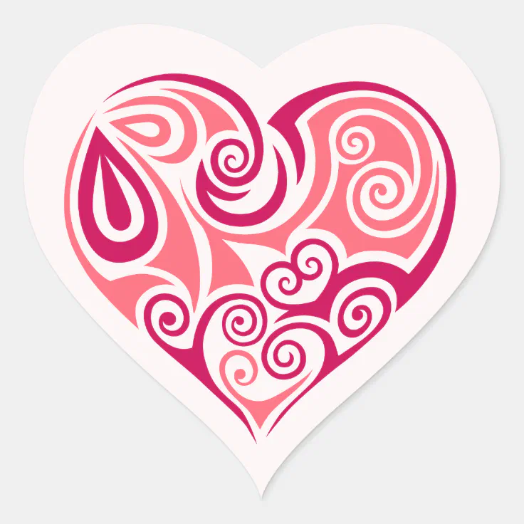Pink tribal tattoo heart symbol girly love art heart sticker | Zazzle