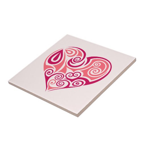 Pink Tribal Tattoo Heart Symbol Girly Love Art Tile Zazzle