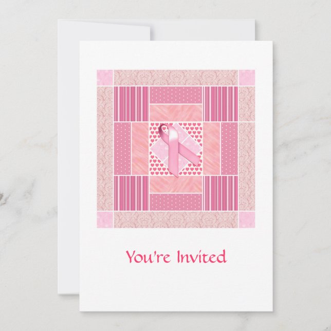 Pink Tribute to Breast Cancer Survivors Quilt Invitation (Front)