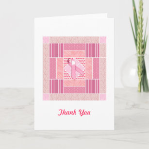 Pink Tribute to Breast Cancer Survivors Quilt Thank You Card