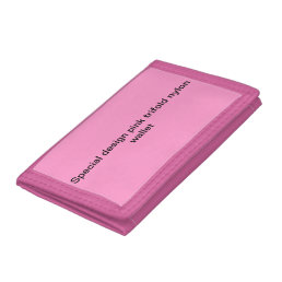 Pink trifold nylon wallet