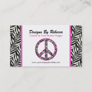 Pink Trimmed Zebra Peace Sign Business Card