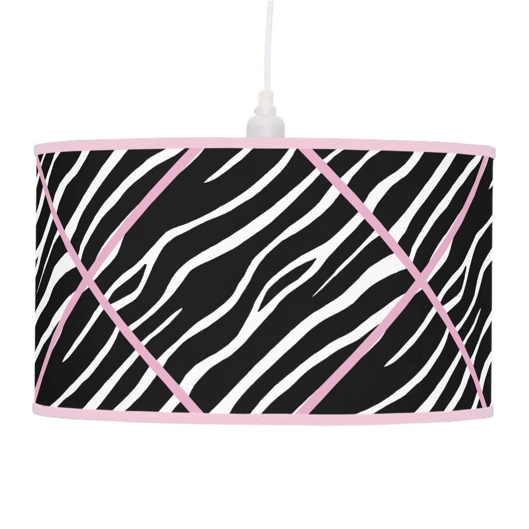 Pink Trimmed Zebra Print Lamp Zazzle