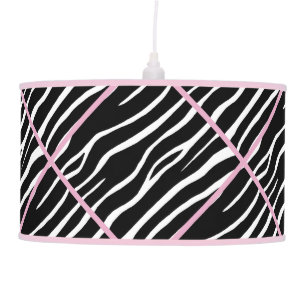 Pink Trimmed Zebra Print Lamp